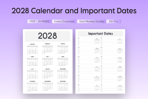 Download 2028 Calendar and Important Dates - 2028 calendar Collection