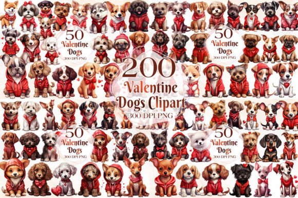 Download 200 Breeds of Valentine Dogs Clipart - 200 Collection